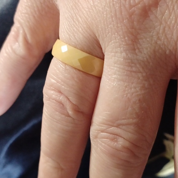 Diamond Cut Solid Faceted Mango Calcite Ring Sz.9 - Picture 7 of 8